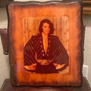Vintage Elvis Presley homemade lacquered photo plaque